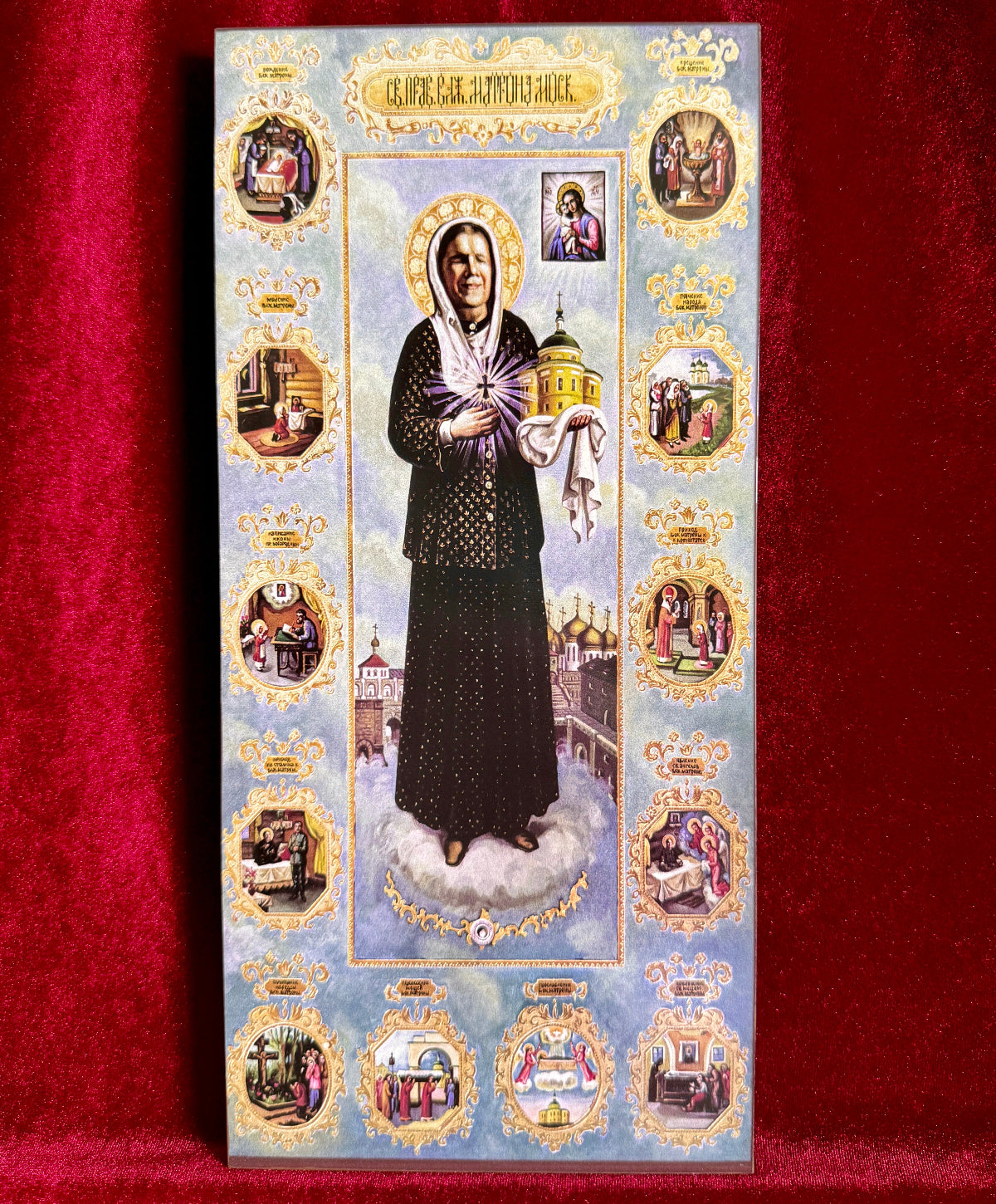 Holy Blessed Eldress Saint Matrona of Moscow, with Scenes from Her Life