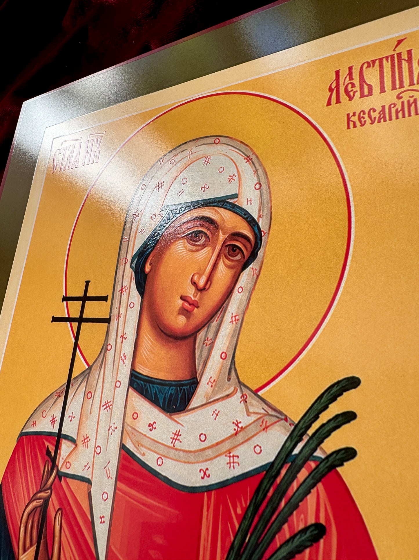 A Santa Mártir Alevita (Valentina) em Cesareia, na Palestina. Ícone ortodoxo de madeira.