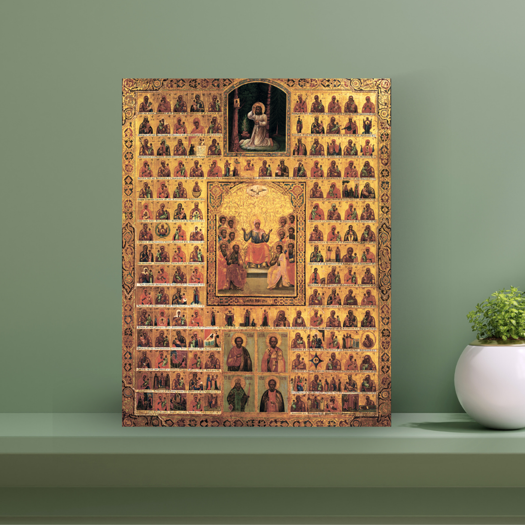 Icon of 146 Theotokos Images – Rare Orthodox depictions of the Mother of God, Apostoles, the Saints and Seraphim of Sarov