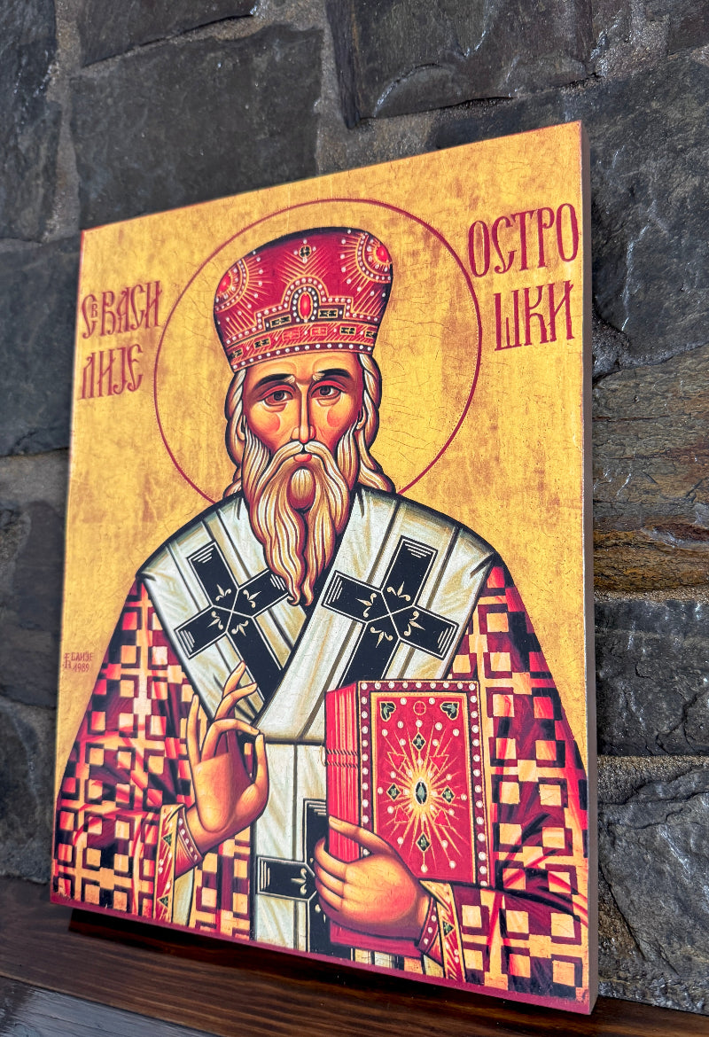 It is the icon of Saint Basil of Ostrog (Sveti Vasilije Ostroški)