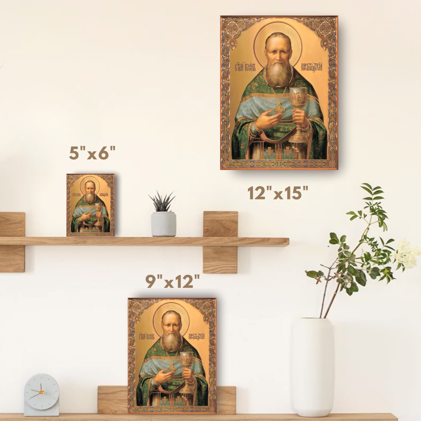 Saint John of Kronstadt portrait icon with calm face and spiritual presence