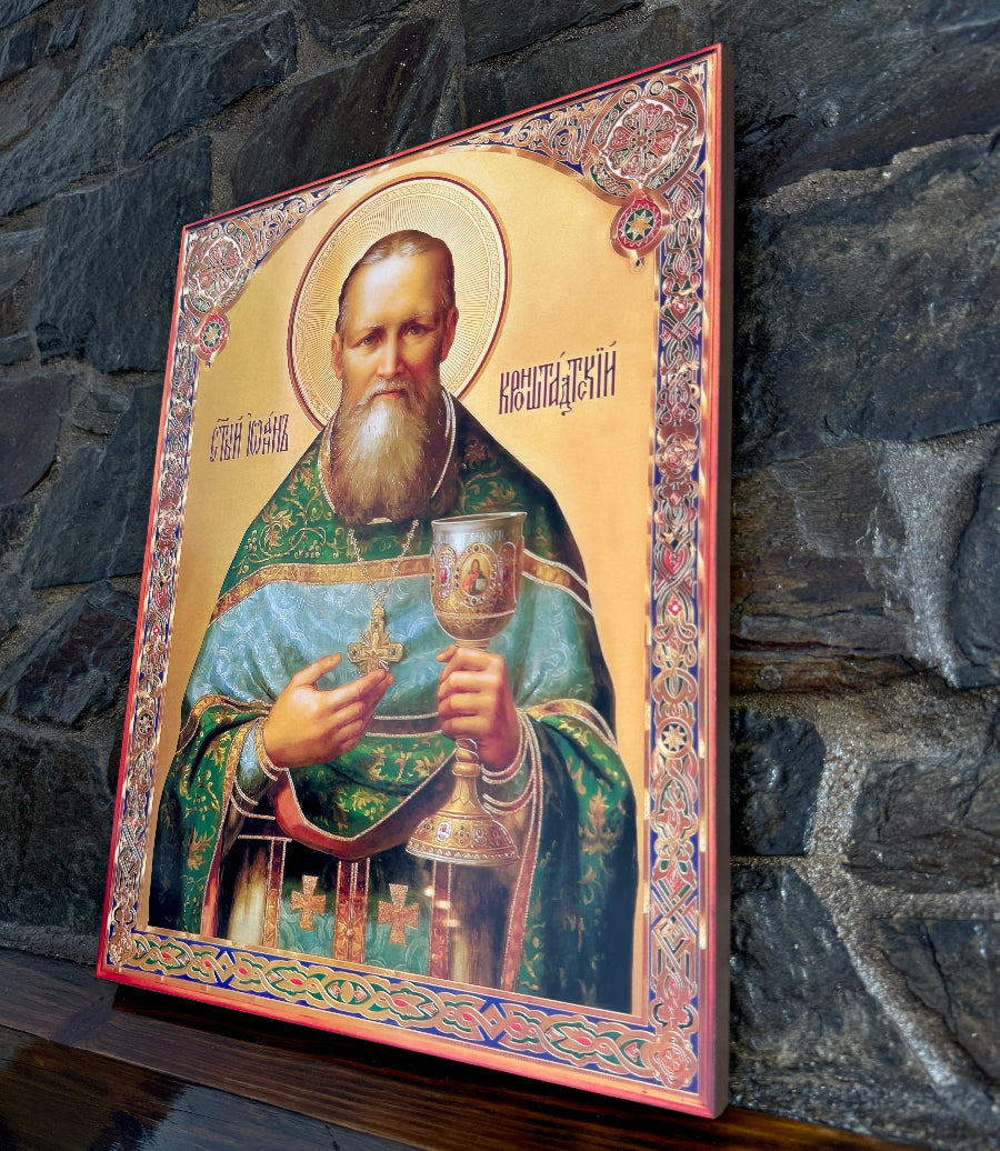 Saint John of Kronstadt religious artwork inspired by historic Russian iconography