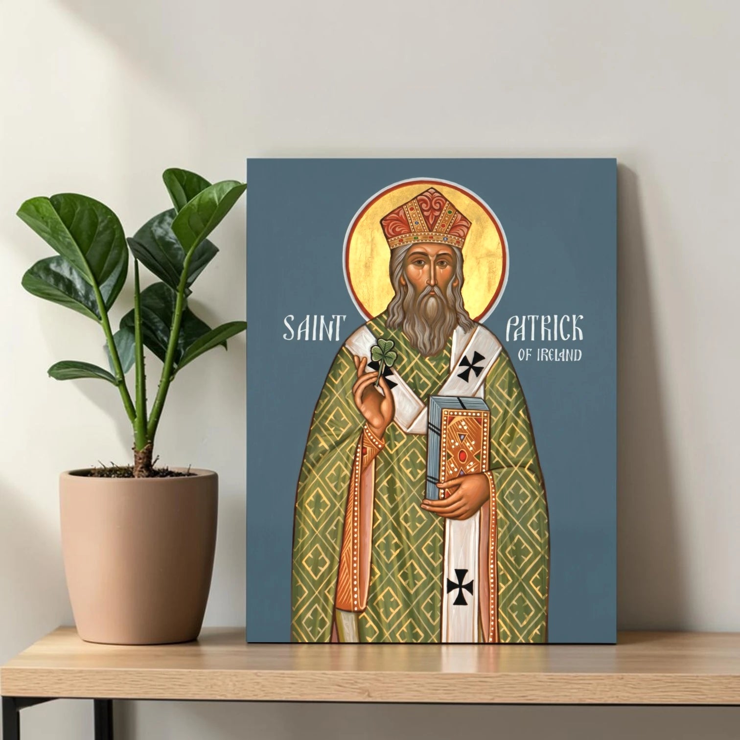 Christian icon of Irish patron saint Patrick bishop of Armagh