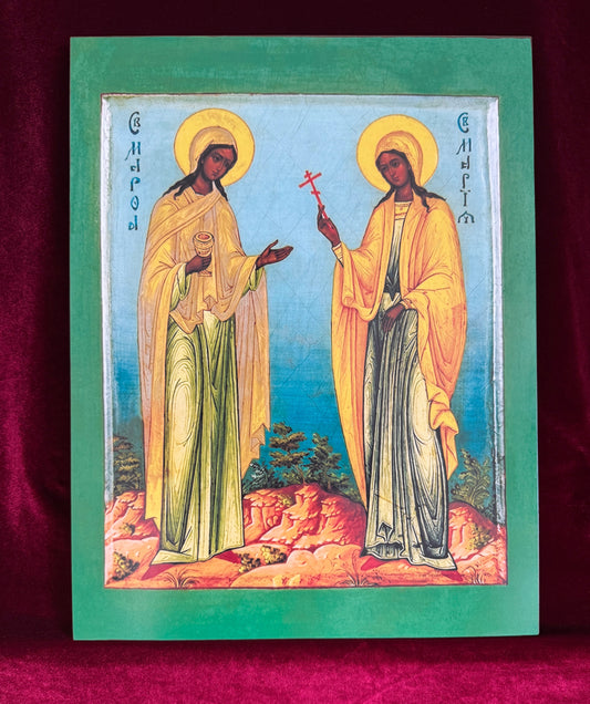 Saints Martha and Mary icon sisters of Lazarus