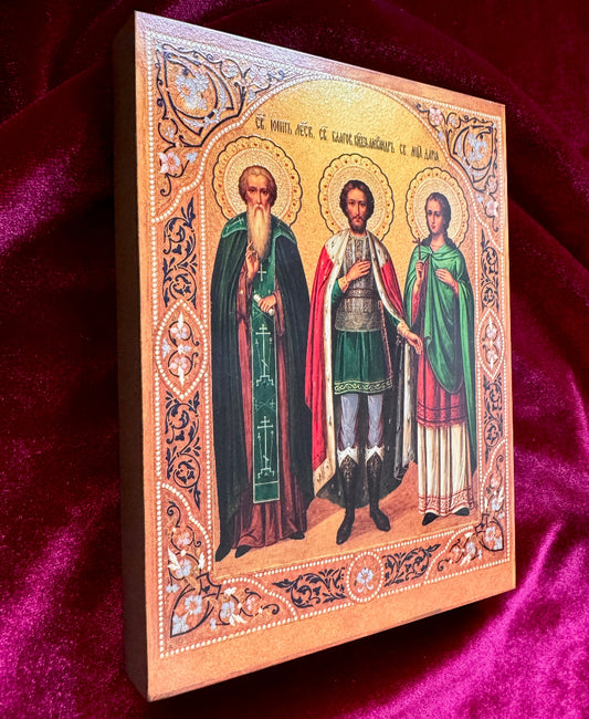 Icon of St. John Climacus, St. Alexander Nevsky, and St. Daria the Martyr