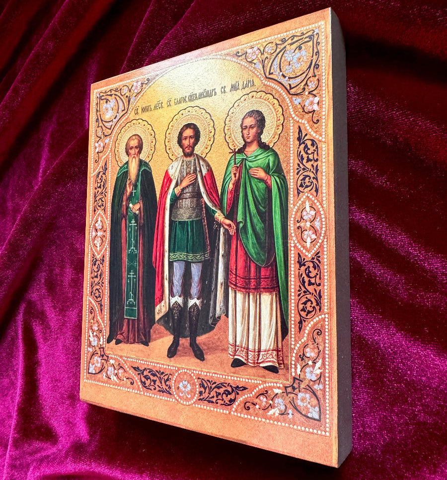 Icon of St. John Climacus, St. Alexander Nevsky, and St. Daria the Martyr