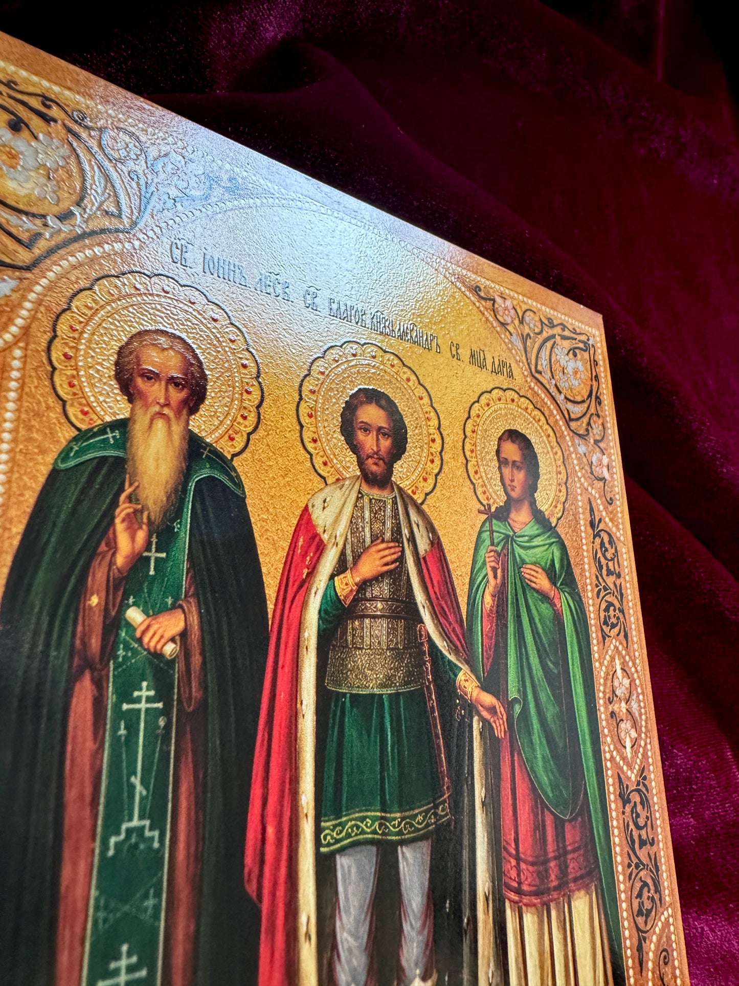 Icon of St. John Climacus, St. Alexander Nevsky, and St. Daria the Martyr