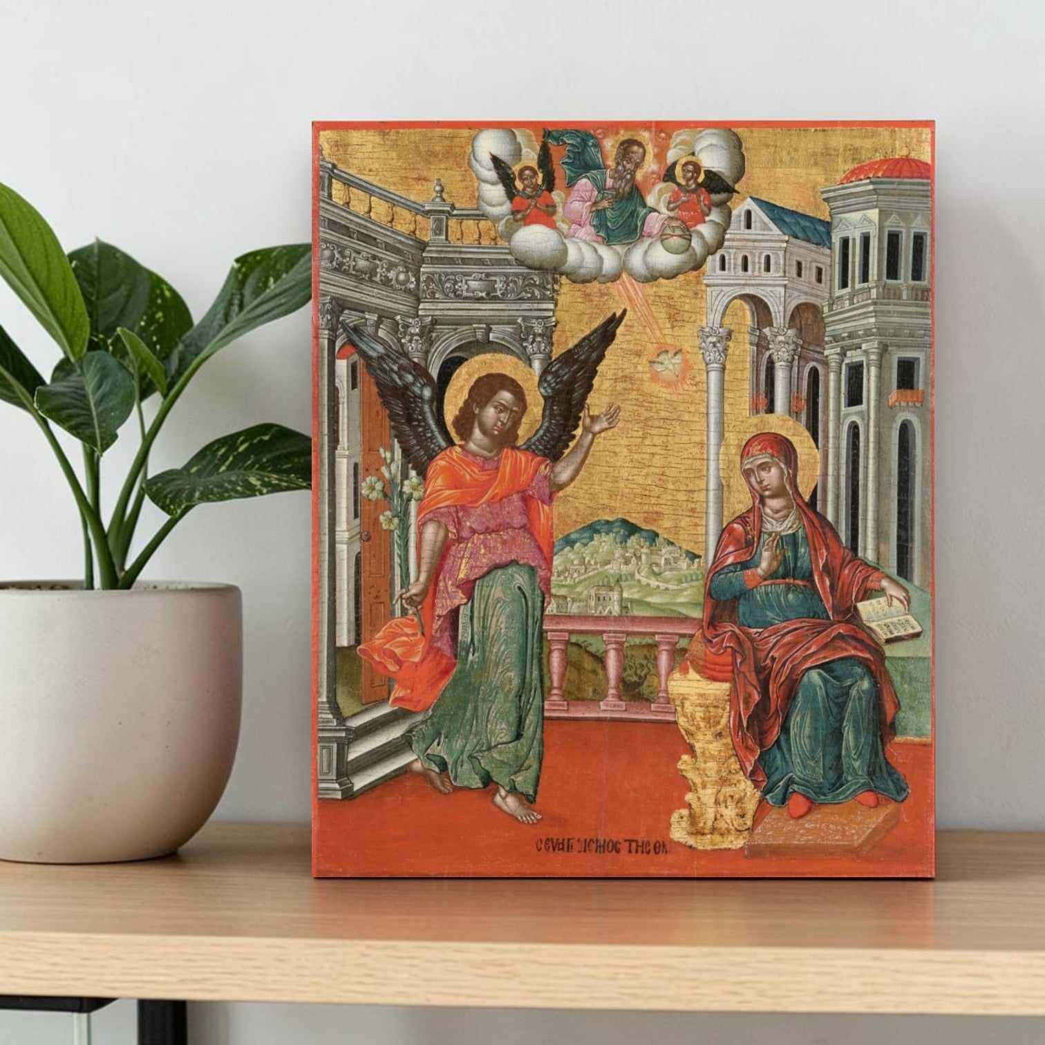 The Feast of the Annunciation commemorates the announcement of the Archangel Gabriel to the Virgin Mary that she would miraculously conceive and give birth to a son, becoming the Mother of Jesus Christ, the Son of God, marking His Incarnation.