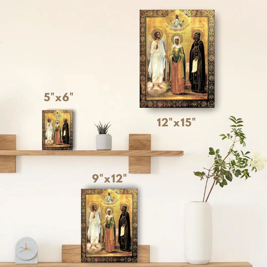 Icon of the Holy Martyr Natalia, featuring the Guardian Angel and Saint Procopius the Decapolite icons