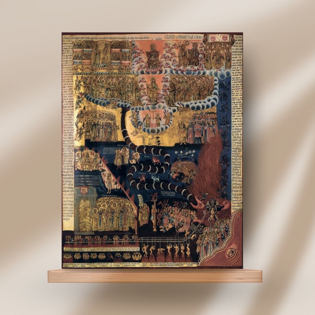 Icon of the Last Judgement of God. Wooden orthodox icon