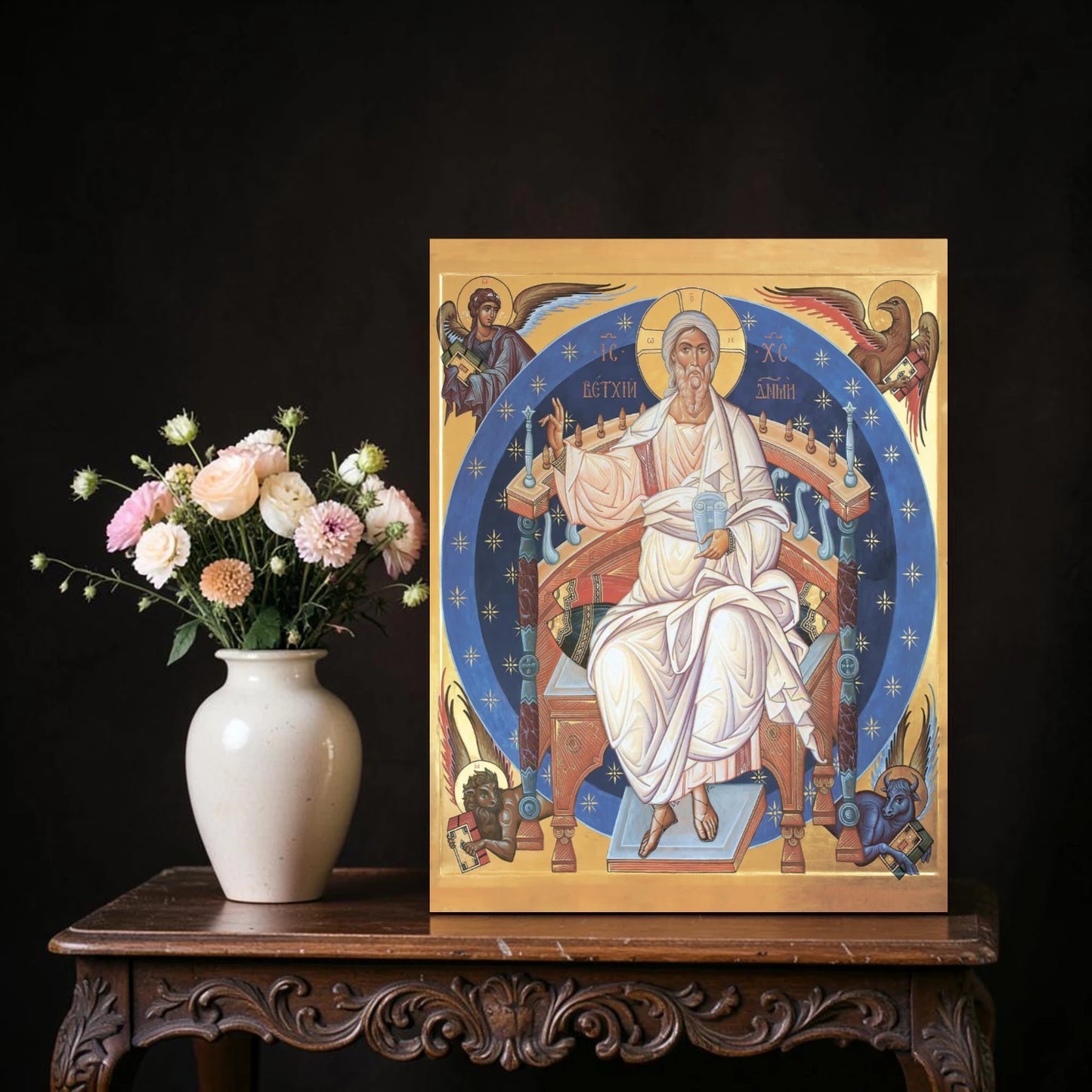 Icon of the Savior Almighty – Christ Pantocrator Orthodox & Catholic Christian Icon, "Ancient of Days" — Christ Enthroned Sacred Image of Jesus Christ.