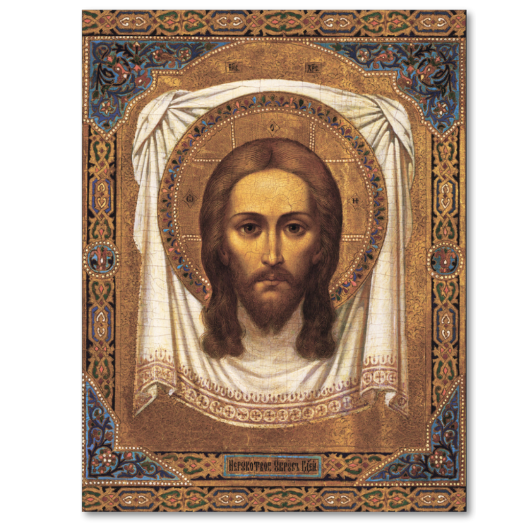 Lord Jesus Christ the Savior "Not Made by Hands", Miraculous Mandylion, Ubrus. Wooden orthodox icon
