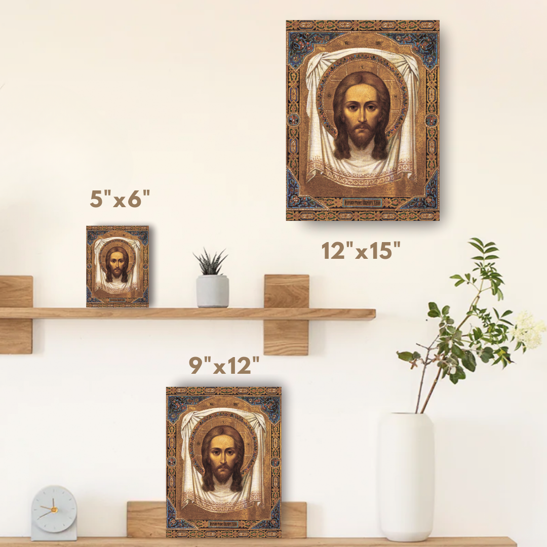 Lord Jesus Christ the Savior "Not Made by Hands", Miraculous Mandylion, Ubrus. Wooden orthodox icon