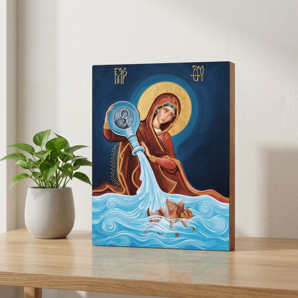Hölzerne orthodoxe Ikone „Zerstreuerin böser Gedanken“