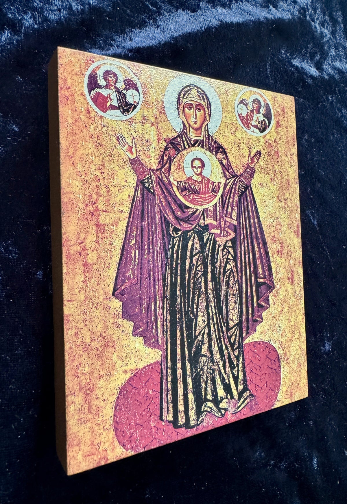 Mother of God Great Panagia Yaroslavl Oranta Icon Orthodox Wooden Wall Art