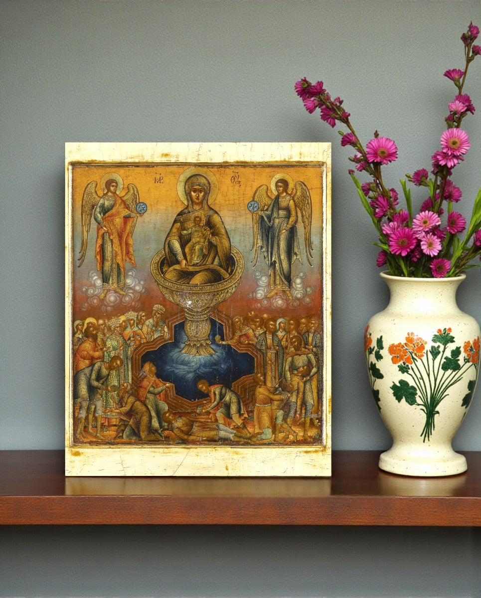 Orthodox Marian icon with flowing water symbolism

Sacred Christian icon Life-Giving Spring museum quality