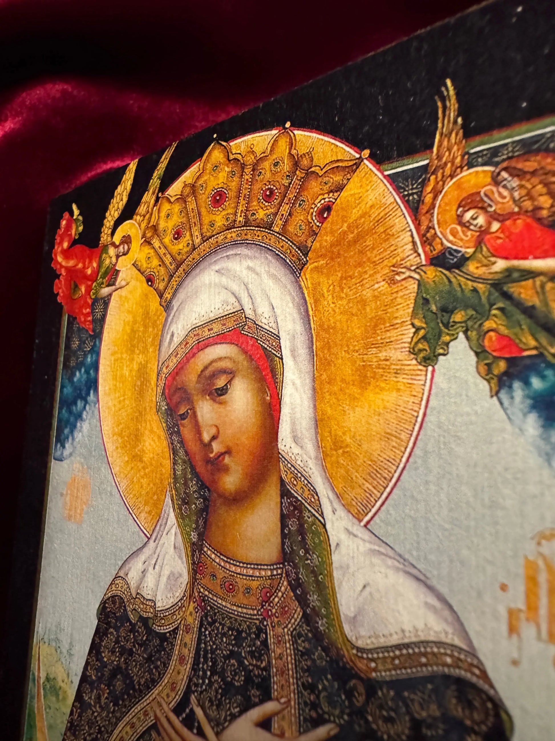 Our Lady of the Gate of Dawn "Ostrobramskaya" Mother of God Virgin Mary the Theotokos icon. Wooden orthodox icon icons