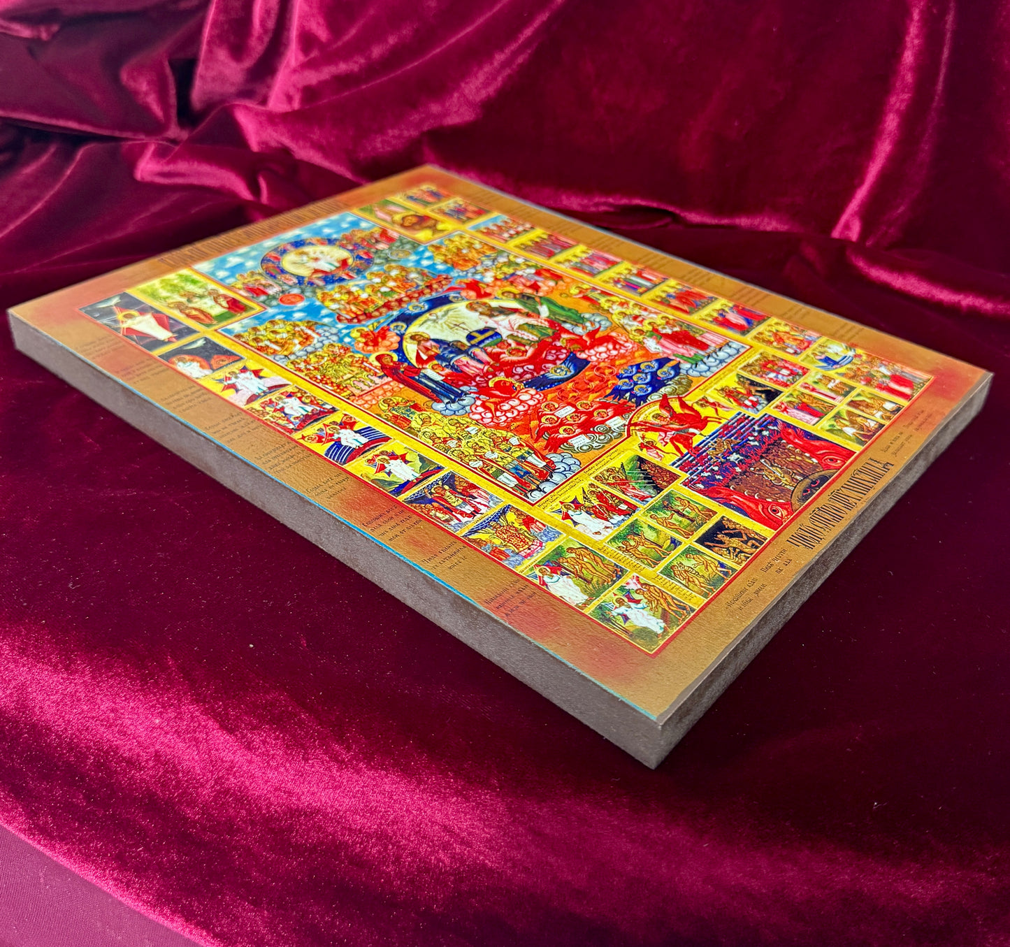 Orthodox Icon of the Creation of the World Featuring the Holy Trinity, Angels and Saints