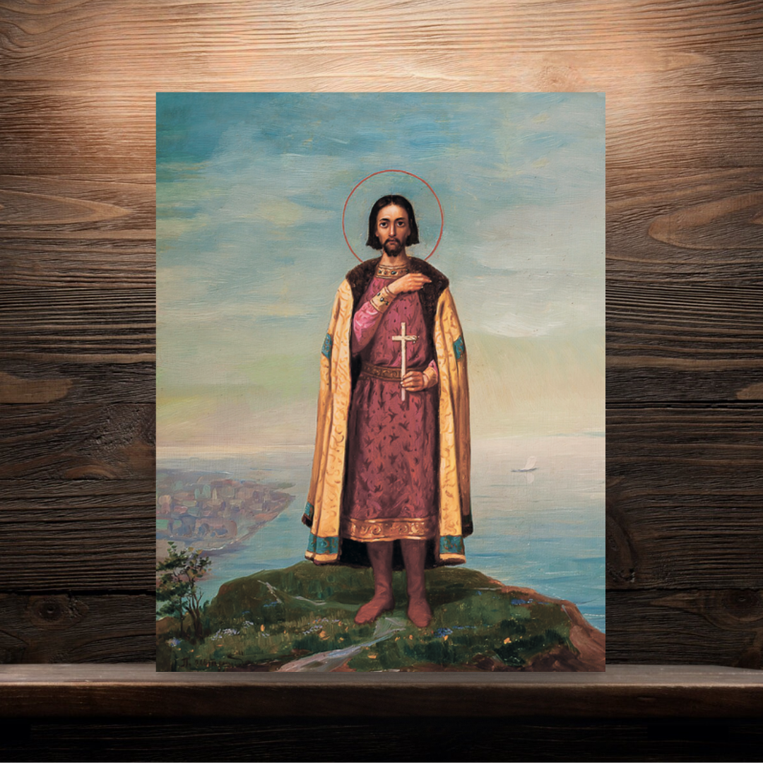 Decorative Orthodox icon of Saint Gleb for spiritual gift idea