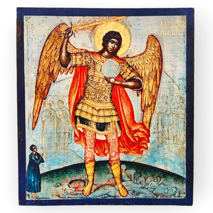Icon of the Archangel Michael trampling the devil