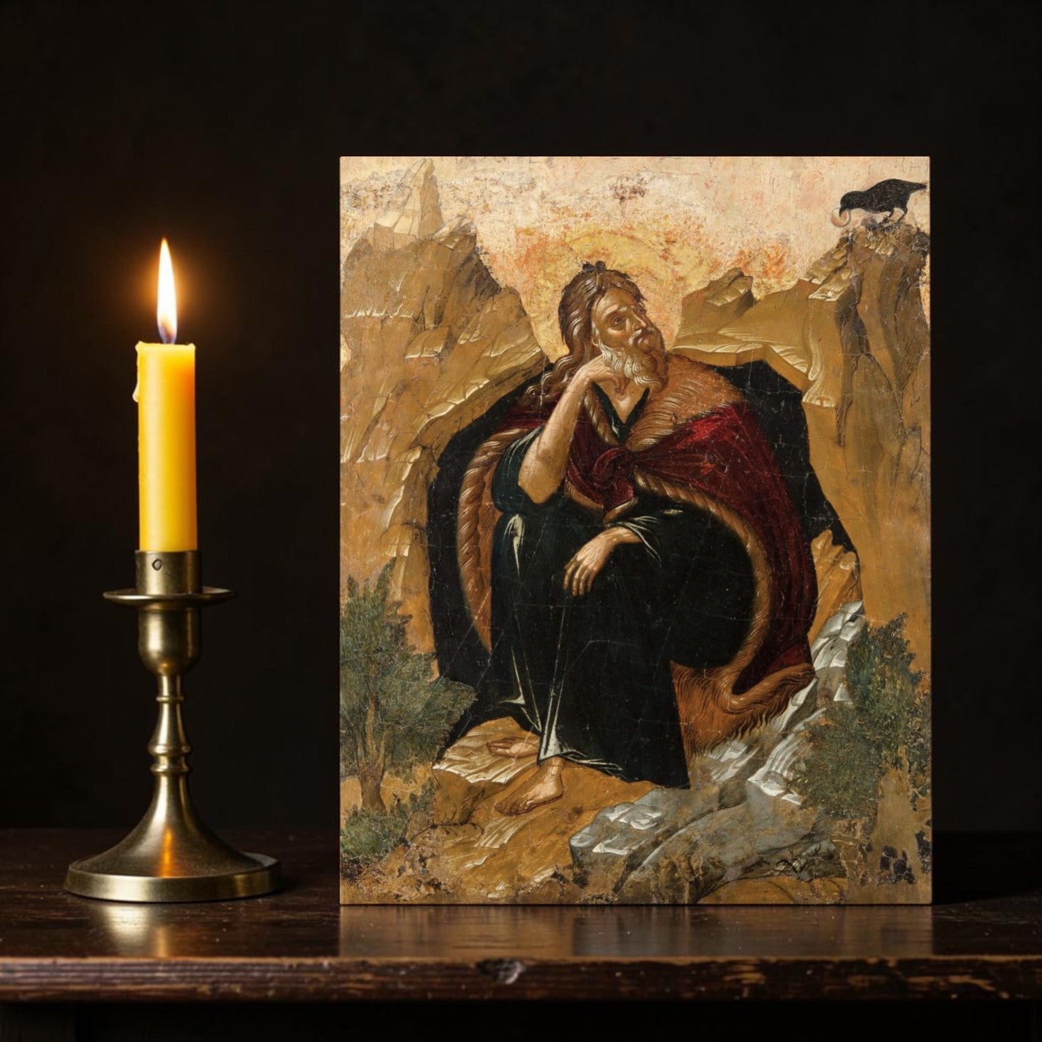 Icon of the Prophet Elijah in the Desert