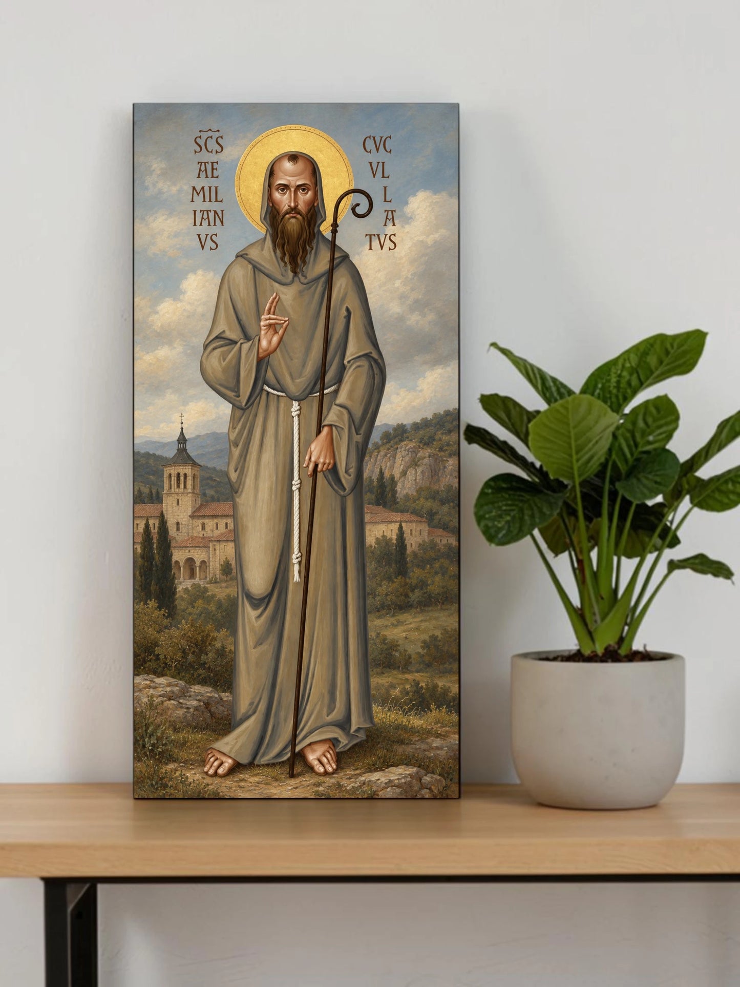 Saint Aemilian of Cogolla Icon, San Millán de la Cogolla, Rare Orthodox Saint Icon, Early Christian Spanish Saint