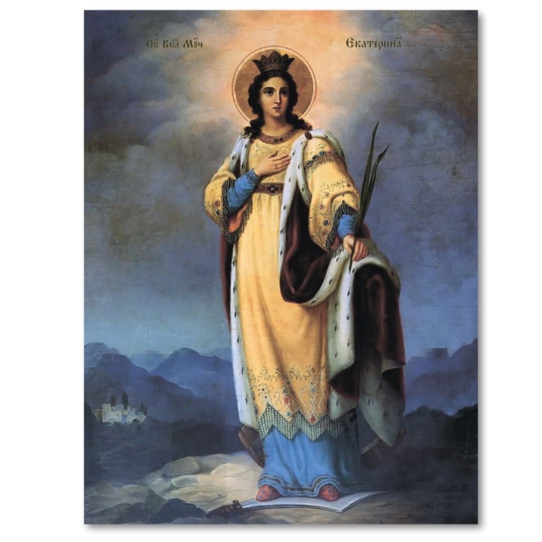 Orthodox wooden icon of Saint Catherine the Great Martyr