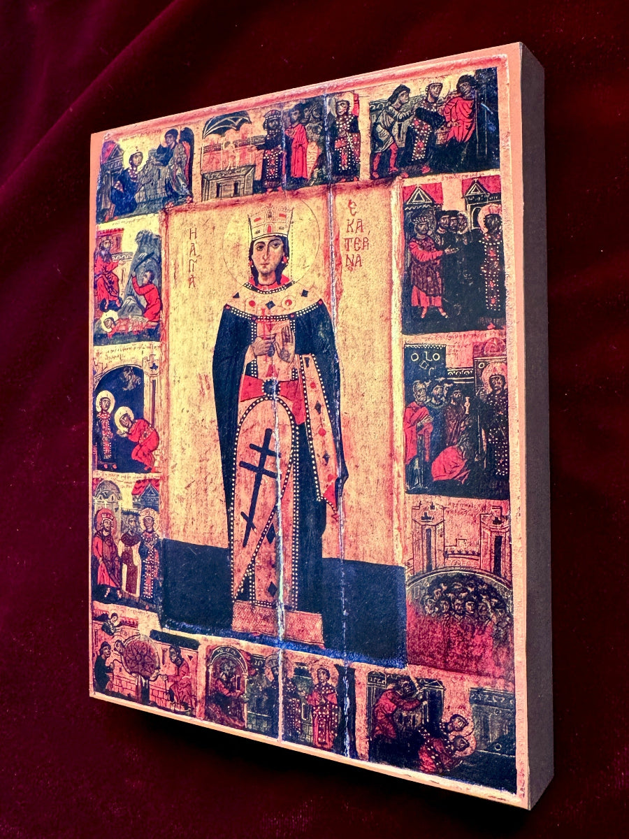 Icon of Saint Great Martyr Catherine of Alexandria, with Scenes from Her Life