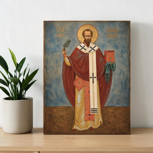 Orthodox icon of Saint Honoratus founder of Lerins monastery