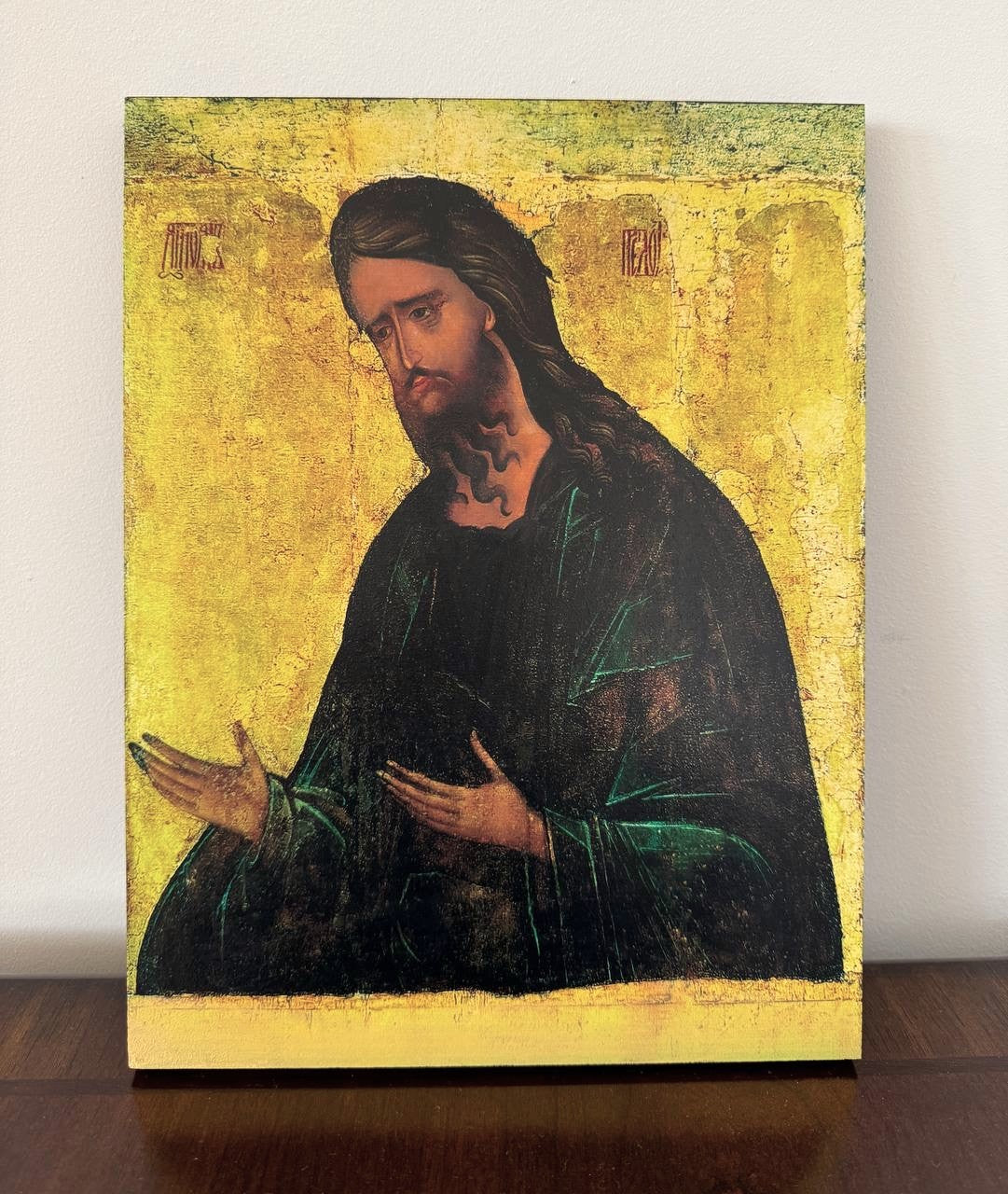 Saint John the Forerunner, the Baptist of the Lord, by iconographer Andrei Rublev. Wooden orthodox icon