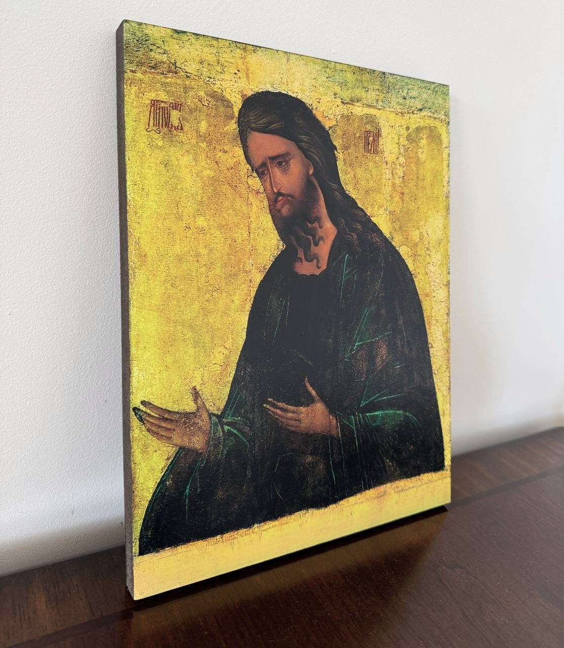 Saint John the Forerunner, the Baptist of the Lord, by iconographer Andrei Rublev. Wooden orthodox icon
