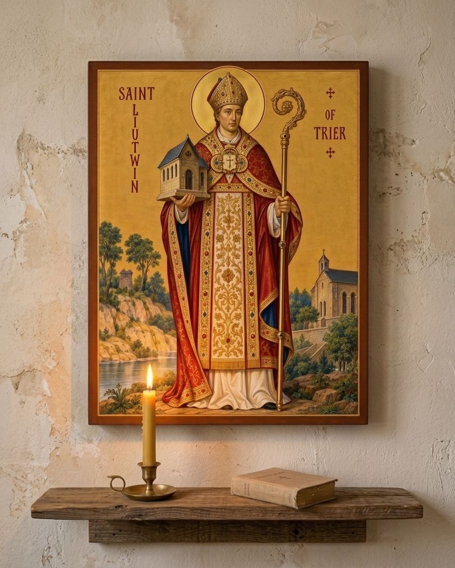 Ikone des christlichen Heiligen Ludwin von Mettlach