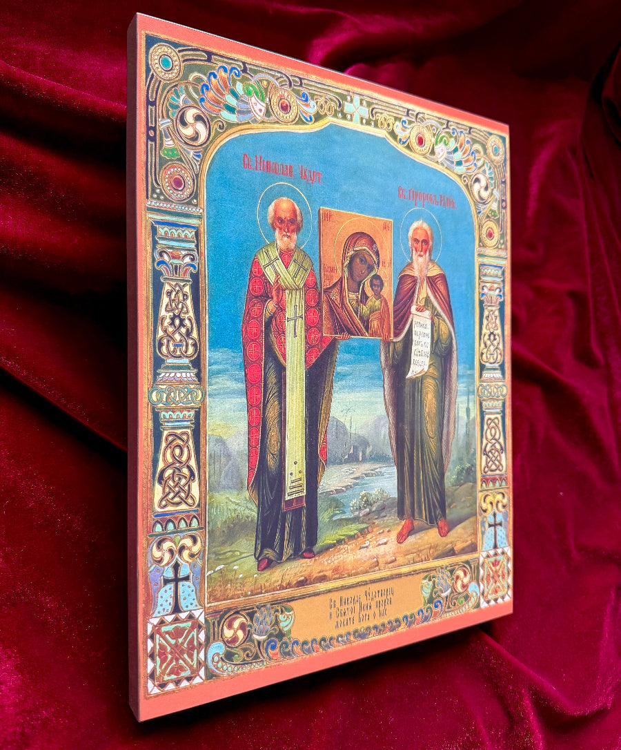 Saint Nicholas the Wonderworker and Prophet Elijah with the Kazan Icon of the Mother of God
