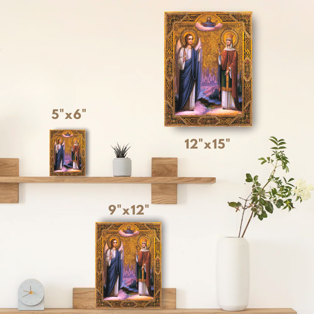 Religious gift icon Saint Olga of Kiev and Guardian Angel