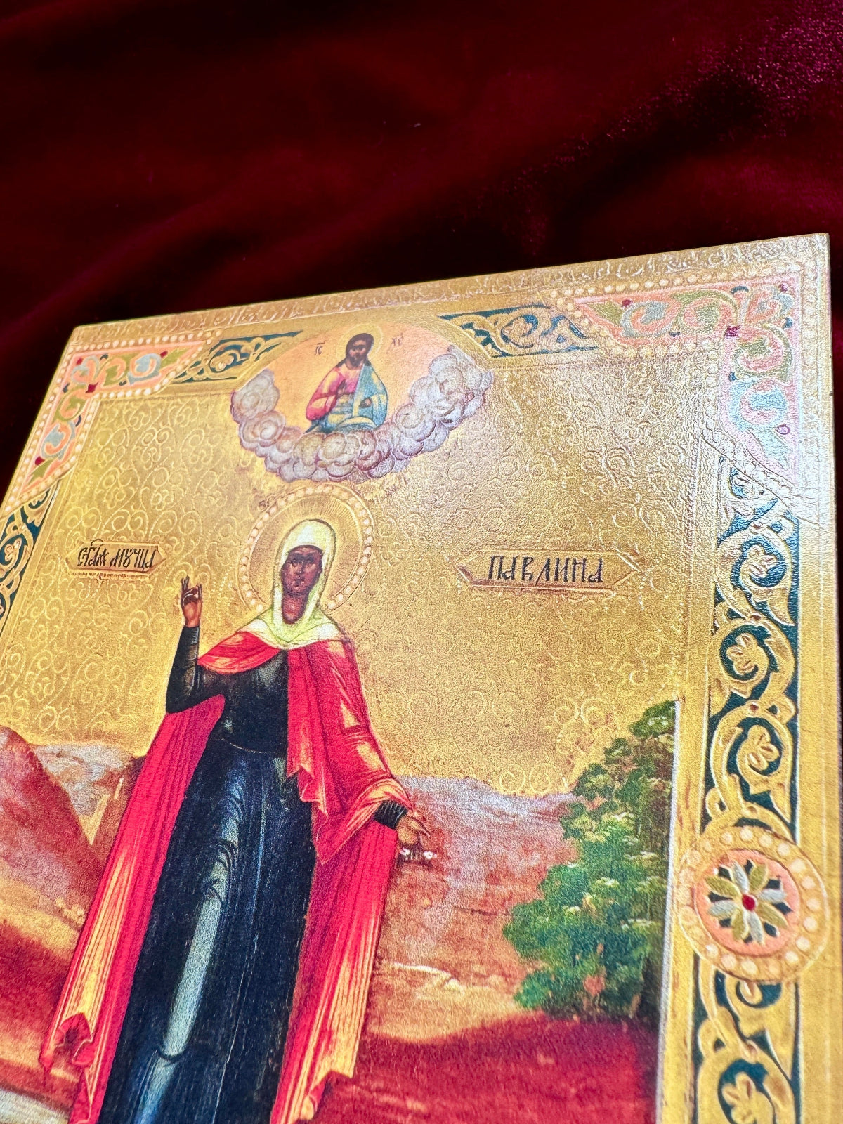 Christian wooden icon girl martyr saint art
