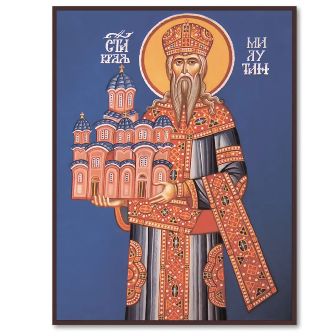 Icon of Saint Stefan Uroš II Milutin, Serbian Orthodox king