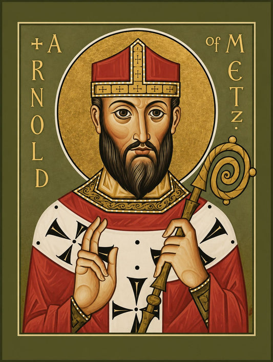Icon of Saint Arnulf of Metz — Bishop, Monk, Patron Saint of Brewers | Handcrafted Orthodox Christian Icon