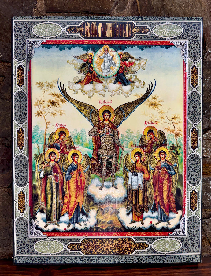Seven Holy Archangels. Wooden orthodox icon icons