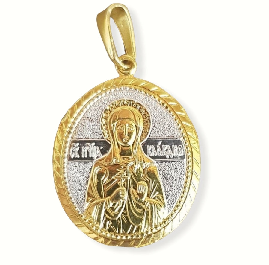 Holy Martyr Claudia of Rome Icon Necklace pendant. Сhristian Сharm