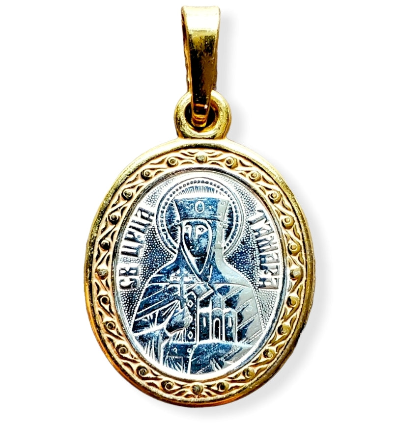Holy Blessed Queen of Georgia Tamara the Great Icon Necklace pendant. Сhristian Сharm