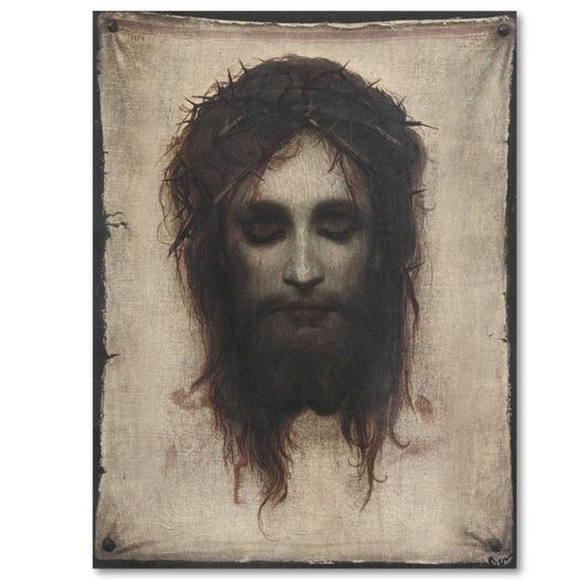 The Icon of Jesus Christ "Not Made by Hands" The Veil of Veronica Gabriel von Max. Wooden orthodox icon