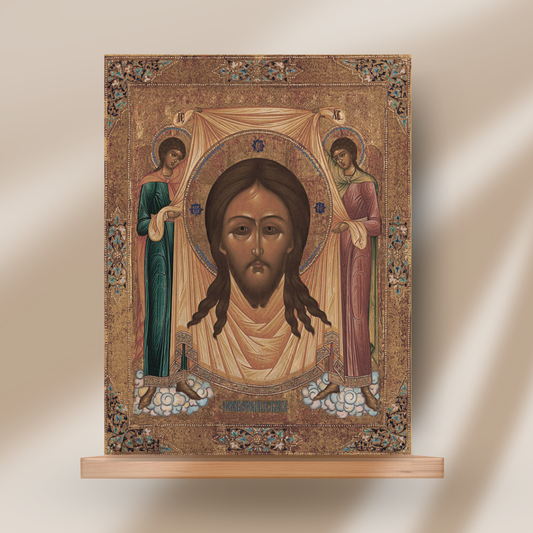 The Icon of Jesus Christ “Not Made by Hands” (Ubrus) with Two Angels
