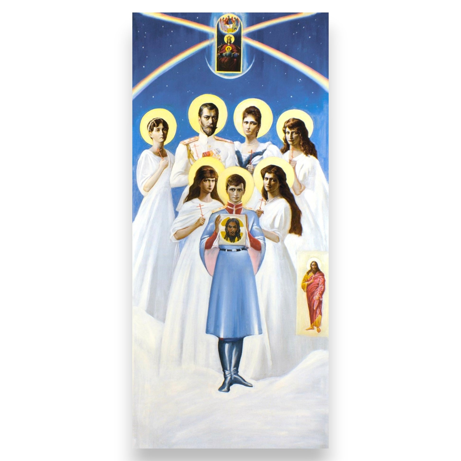 Icon of the Holy Royal Martyrs (Passion-Bearers) Romanov Family with the “Reigning” Mother of God