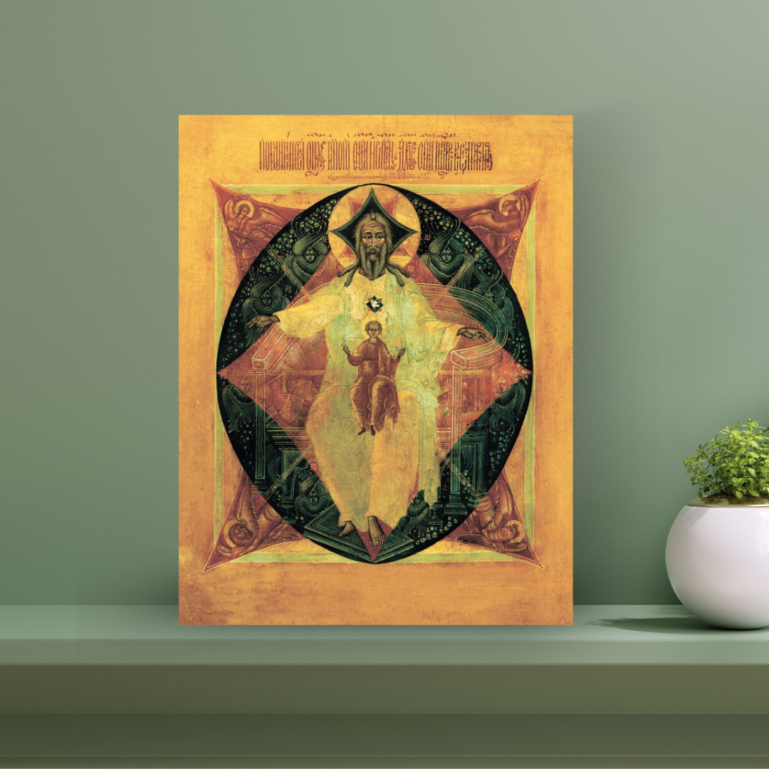 Orthodox Trinity Icon The Paternity New Testament Holy Trinity - Wooden Christian Icon