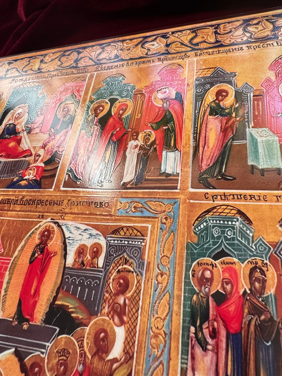 Twelve Great Feasts and the Resurrection of Christ Orthodox Icon