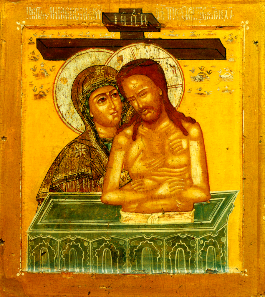 Wooden Icon of the Mother of God "Do not weep for Me, Mother" (Mourning of Christ)