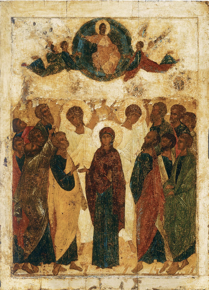 Wooden Icon of the Ascension of the Lord Jesus Christ by Andrei Rublev