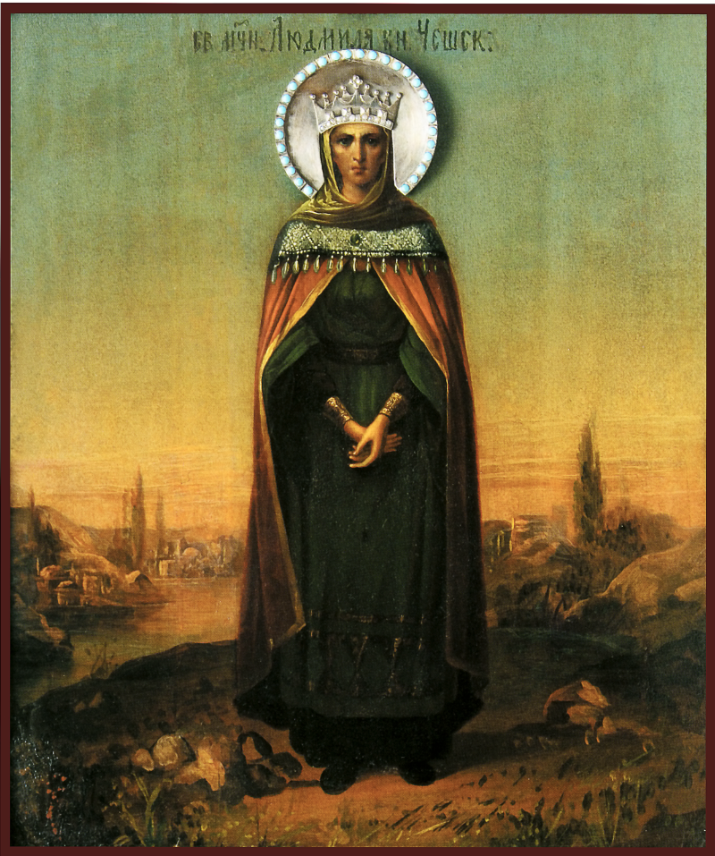 The Holy Martyr Princess Lyudmila of Czechia. Wooden orthodox icon