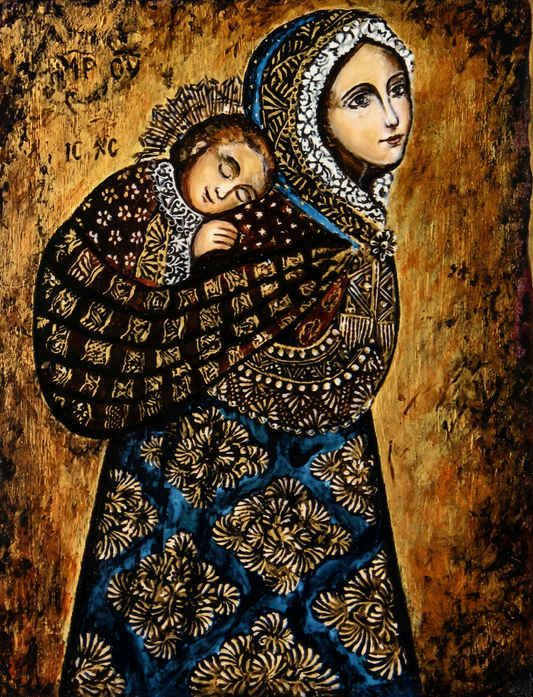 the Most Holy Theotokos holding the sleeping Christ Child "The Lullaby" — Icon of the Mother of God