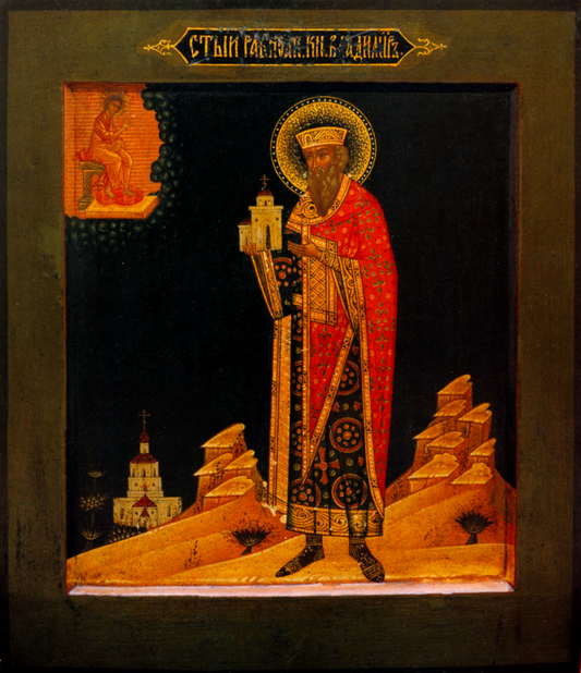 Saint Equal-to-the-Apostles Prince Vladimir, or Volodymyr the Great. Wooden orthodox icon.